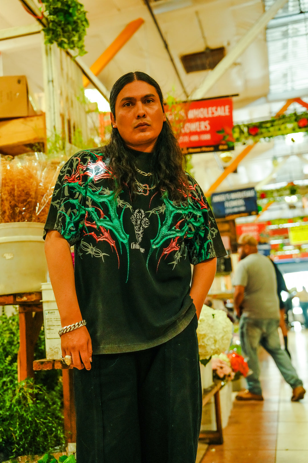 La Fe Y El Fuego American Classic Oversized Tee in Vintage Black