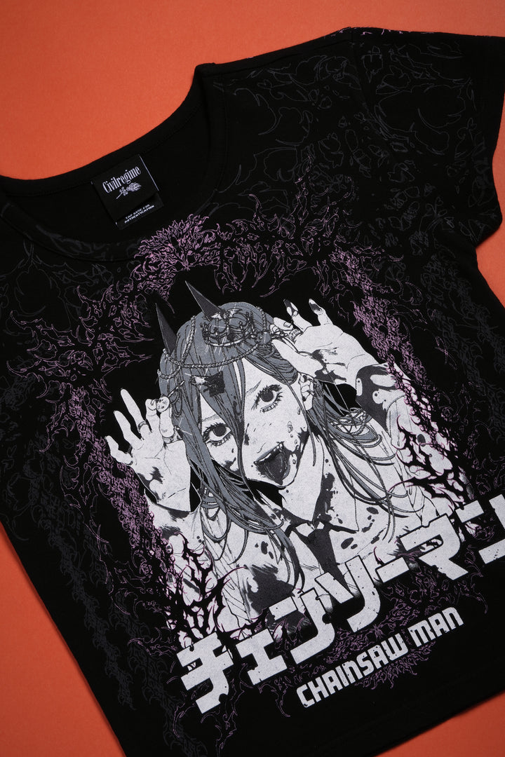 Angelic Threat Baby Tee in Black