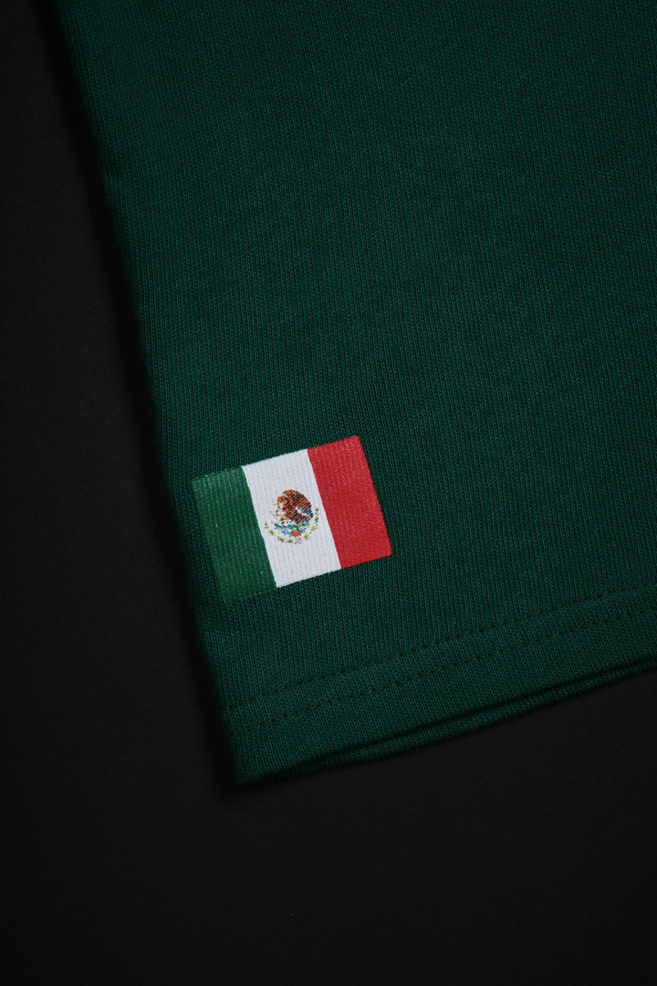 La Jefa Baby Tee in Deep Green/Radiant Red/White