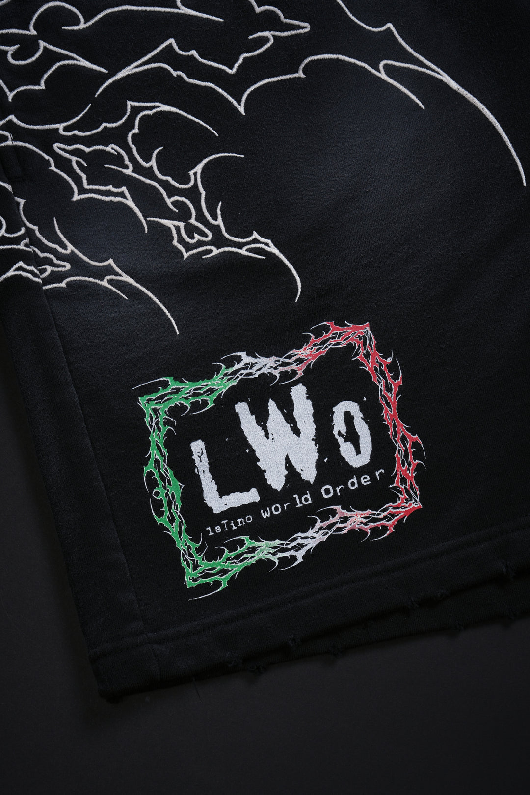 LWO x Civil Thorns Baggy Shorts in Spray Wash Black