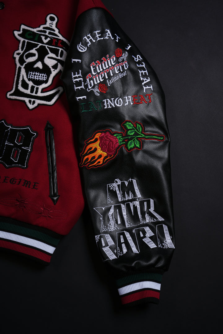 LWO Letterman Jacket in Radiant Red/Black