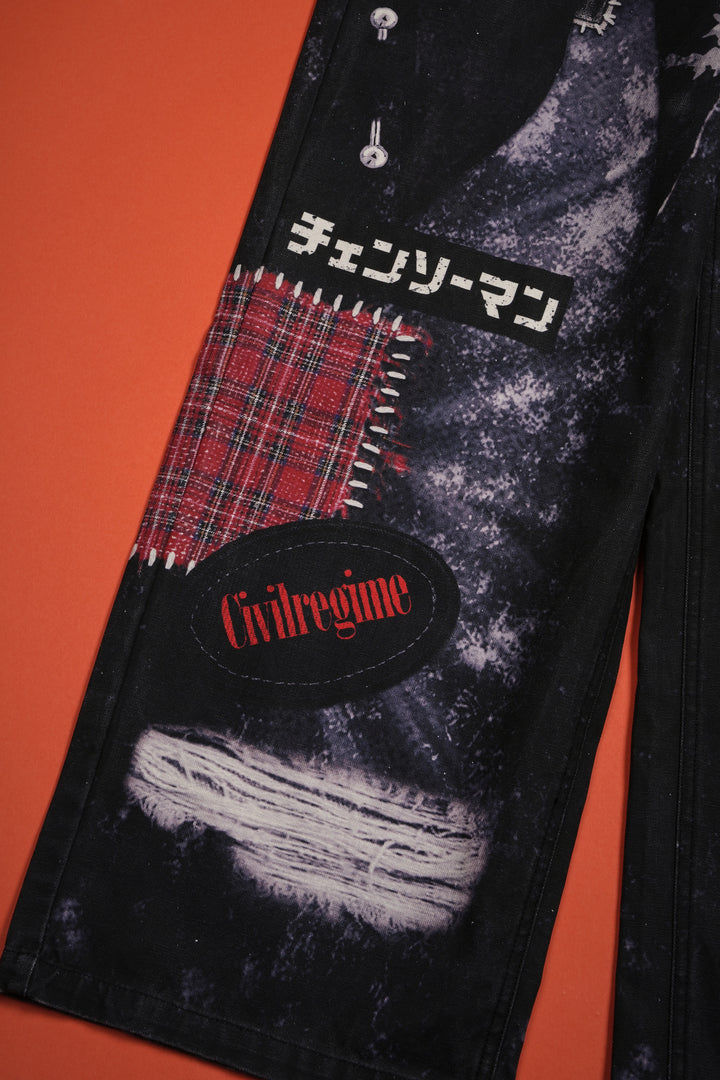 Krusty Chain Raw Denim Baggy Jeans in Vintage Black