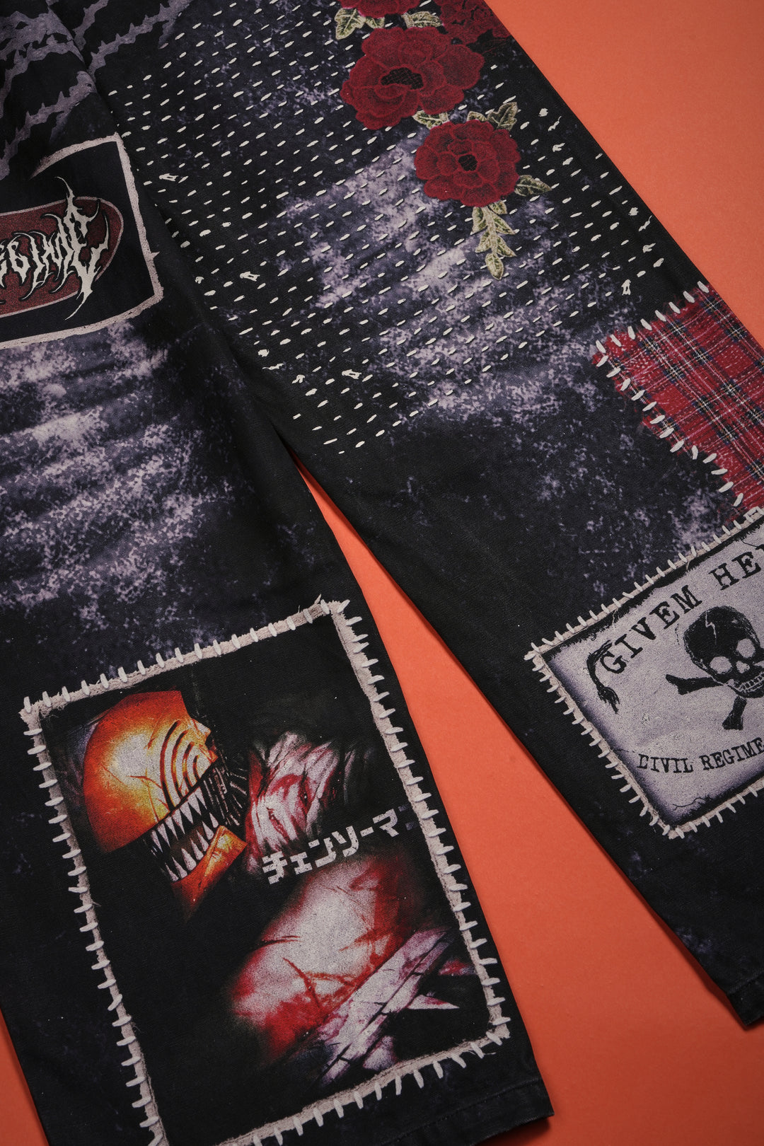 Krusty Chain Raw Denim Baggy Jeans in Vintage Black