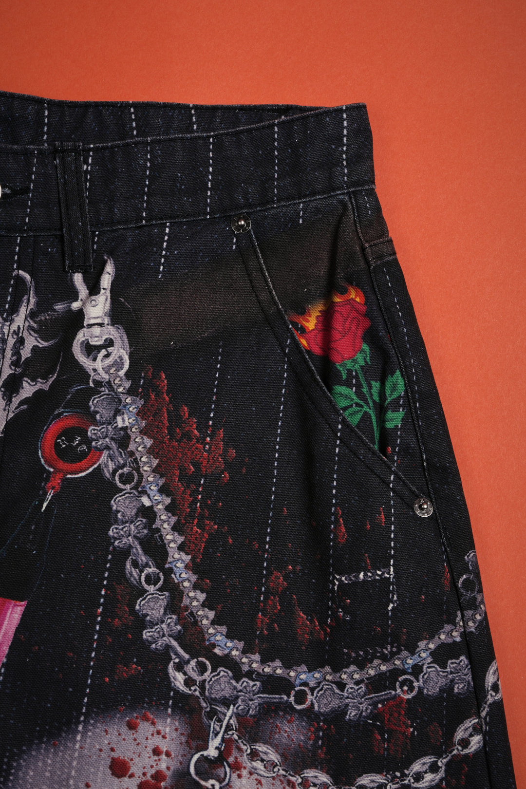 Motor Maniac Long Denim Shorts in Black