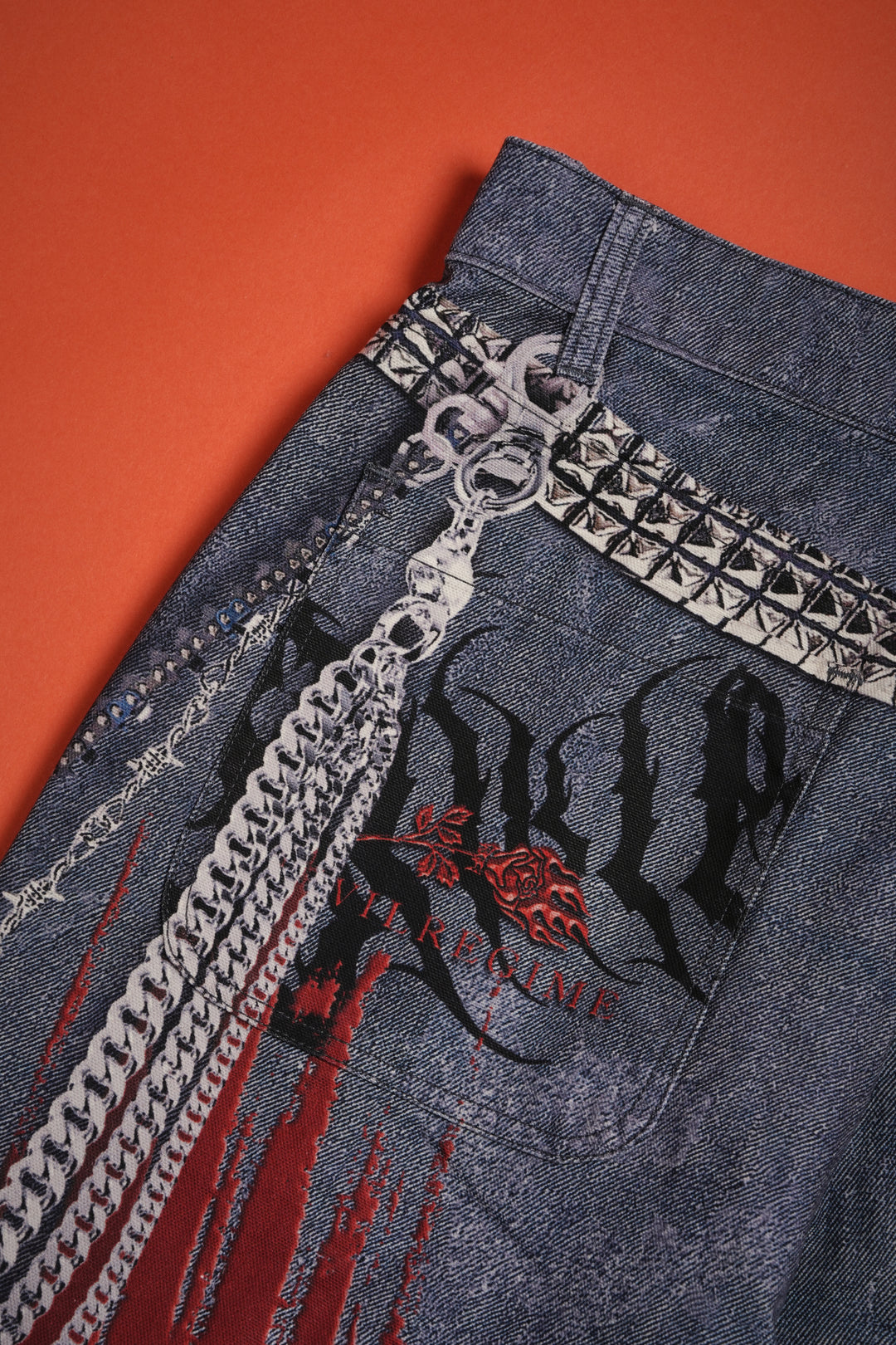 Regime Rebellion Long Denim Shorts in Vintage Black