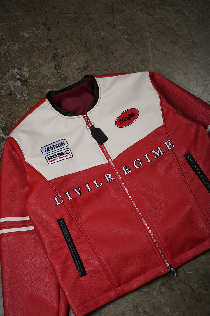 Civil Racing Biker Jacket in Red