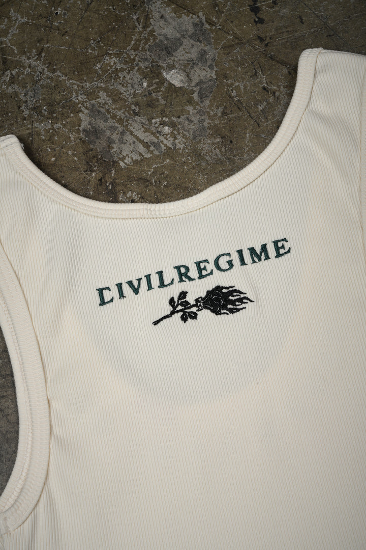 Civil Dispute Cropped Ribbed Tank in Butter