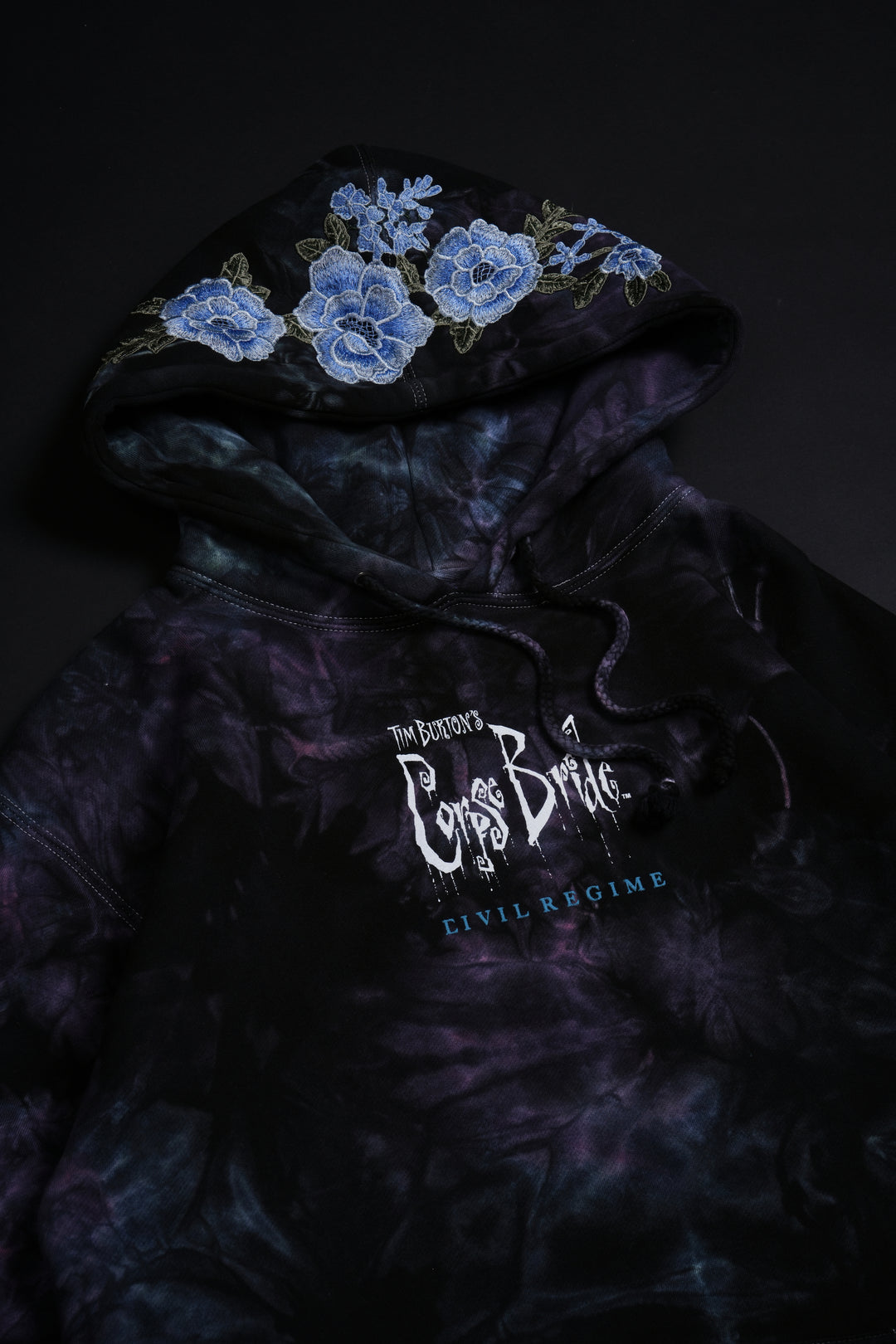 Eternal Bride Ghost (Blue) Roses Hoodie in Thunder Wash