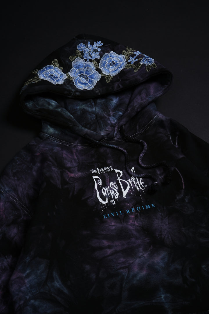 Eternal Bride Ghost (Blue) Roses Hoodie in Thunder Wash