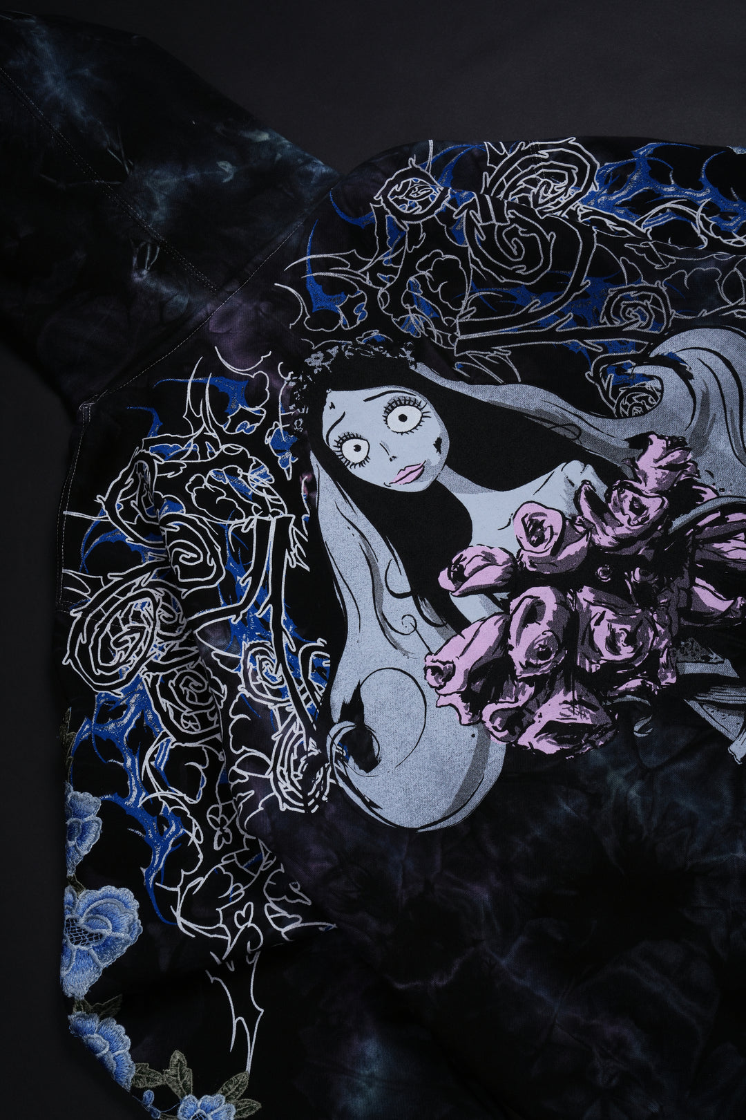 Eternal Bride Ghost (Blue) Roses Hoodie in Thunder Wash