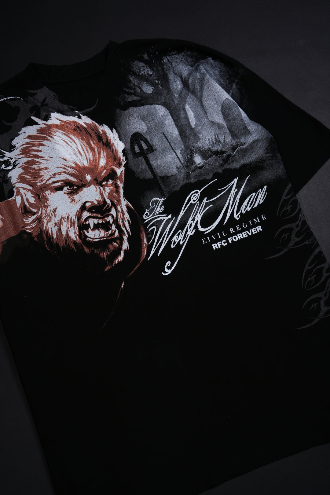 Wolfman American Classic Oversized Tee in Black