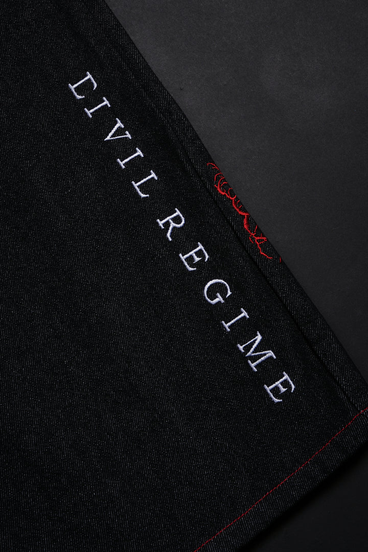 Flames And Agony Raw Denim Jeans in Black