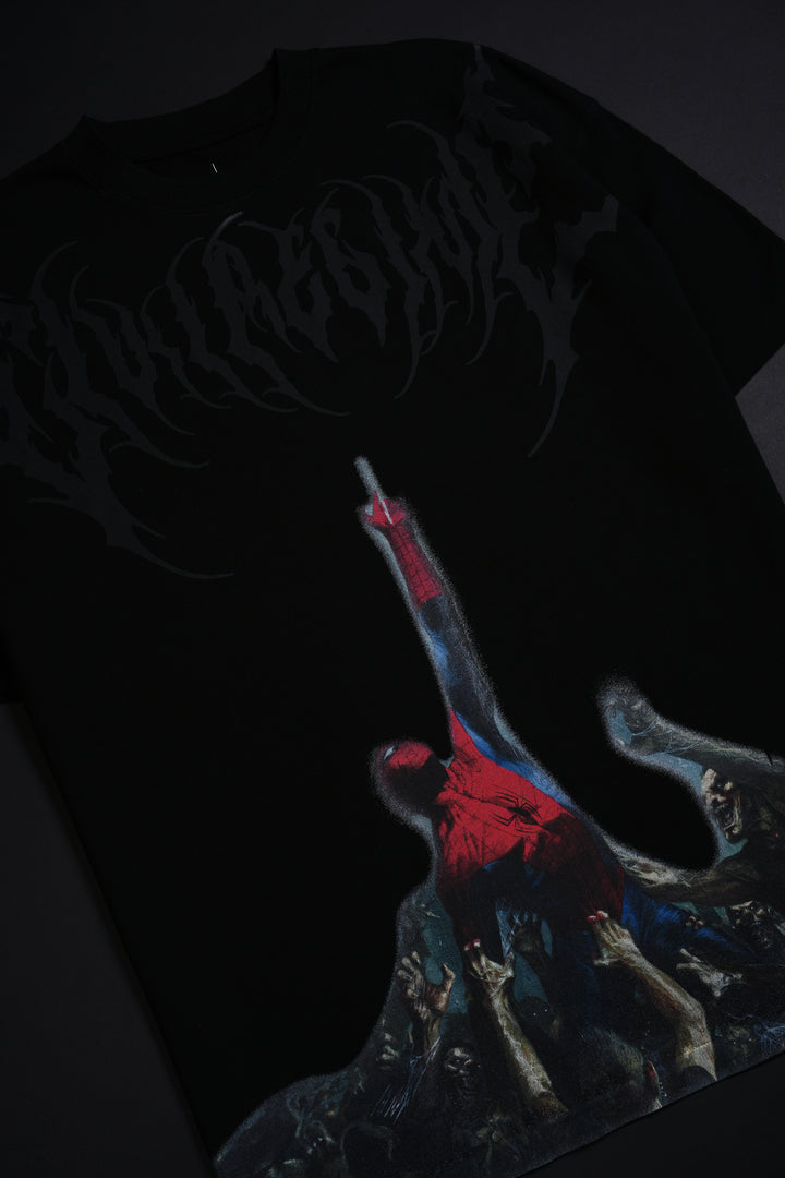 Zombie Spiderman American Classic Oversized Tee in Black