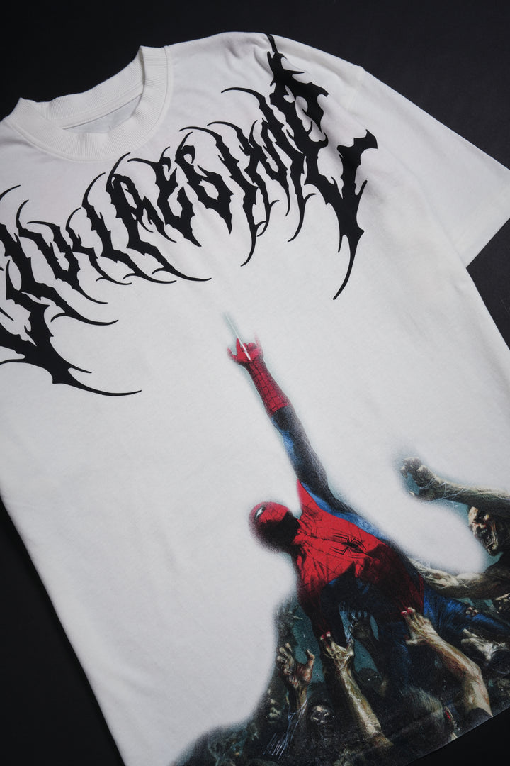 Zombie Spiderman American Classic Oversized Tee in White