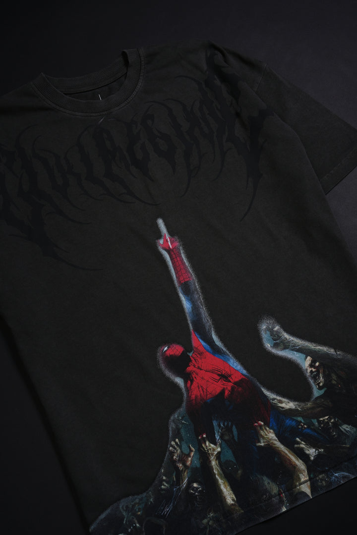 Zombie Spiderman American Classic Oversized Tee in Vintage Ashes