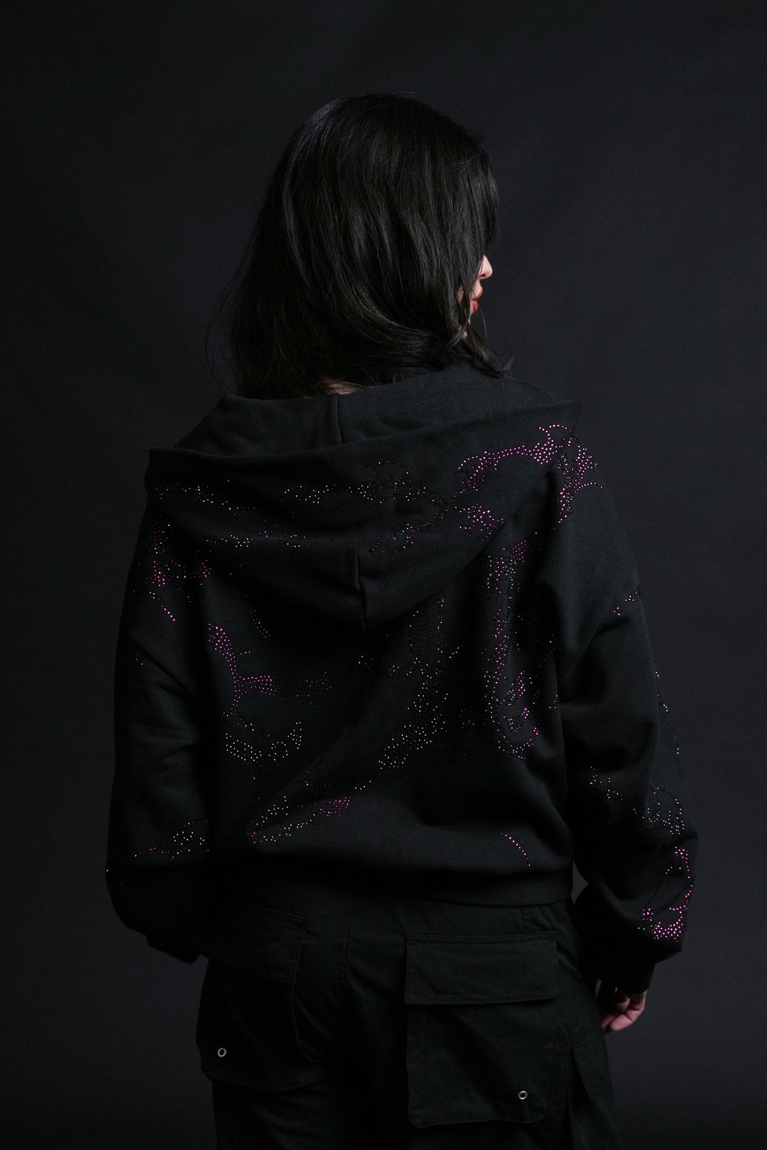 Civil Rampage Outliers Distressed Zip Up Hoodie in Black