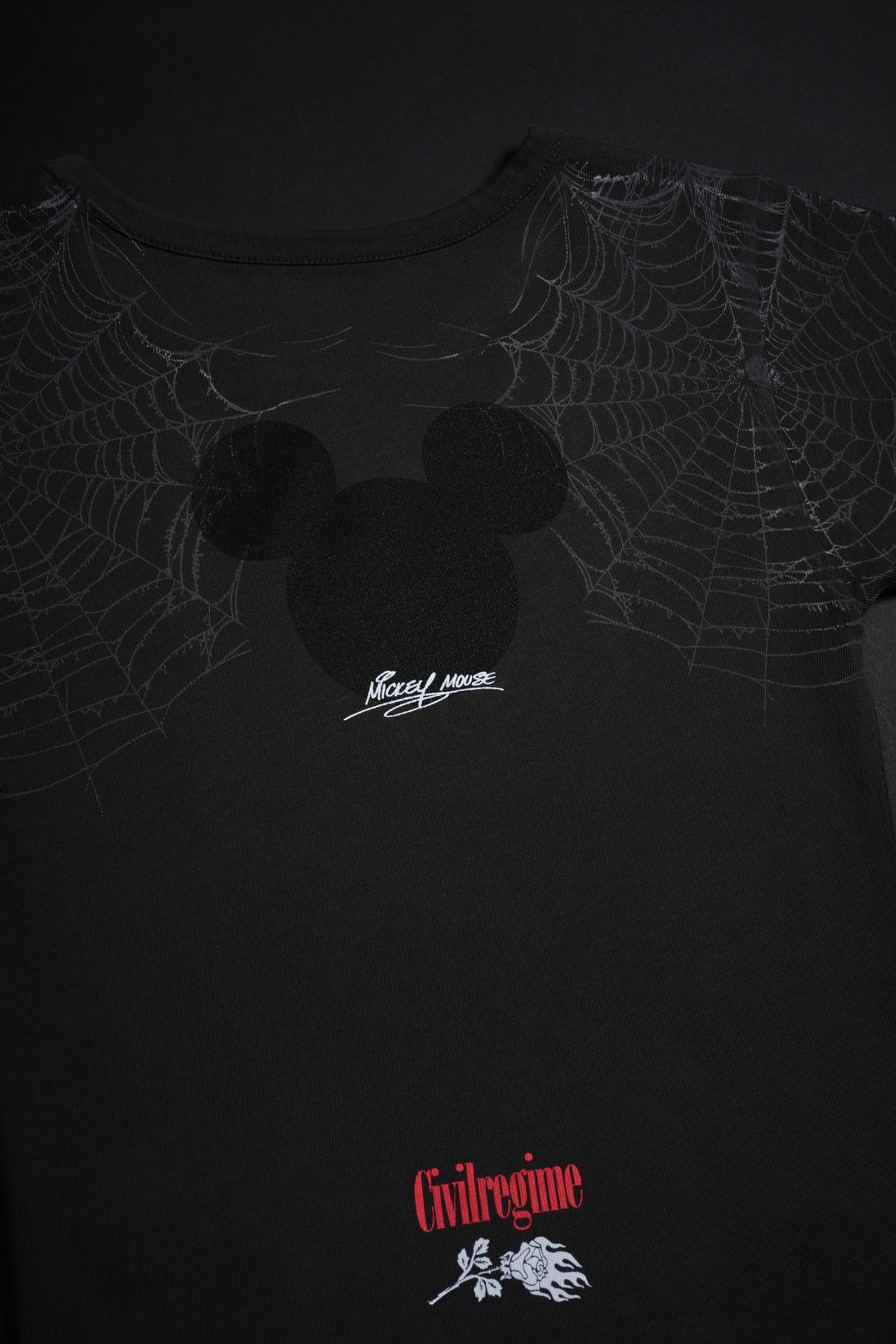 Cobweb Mickey Baby Tee in Vintage Ashes