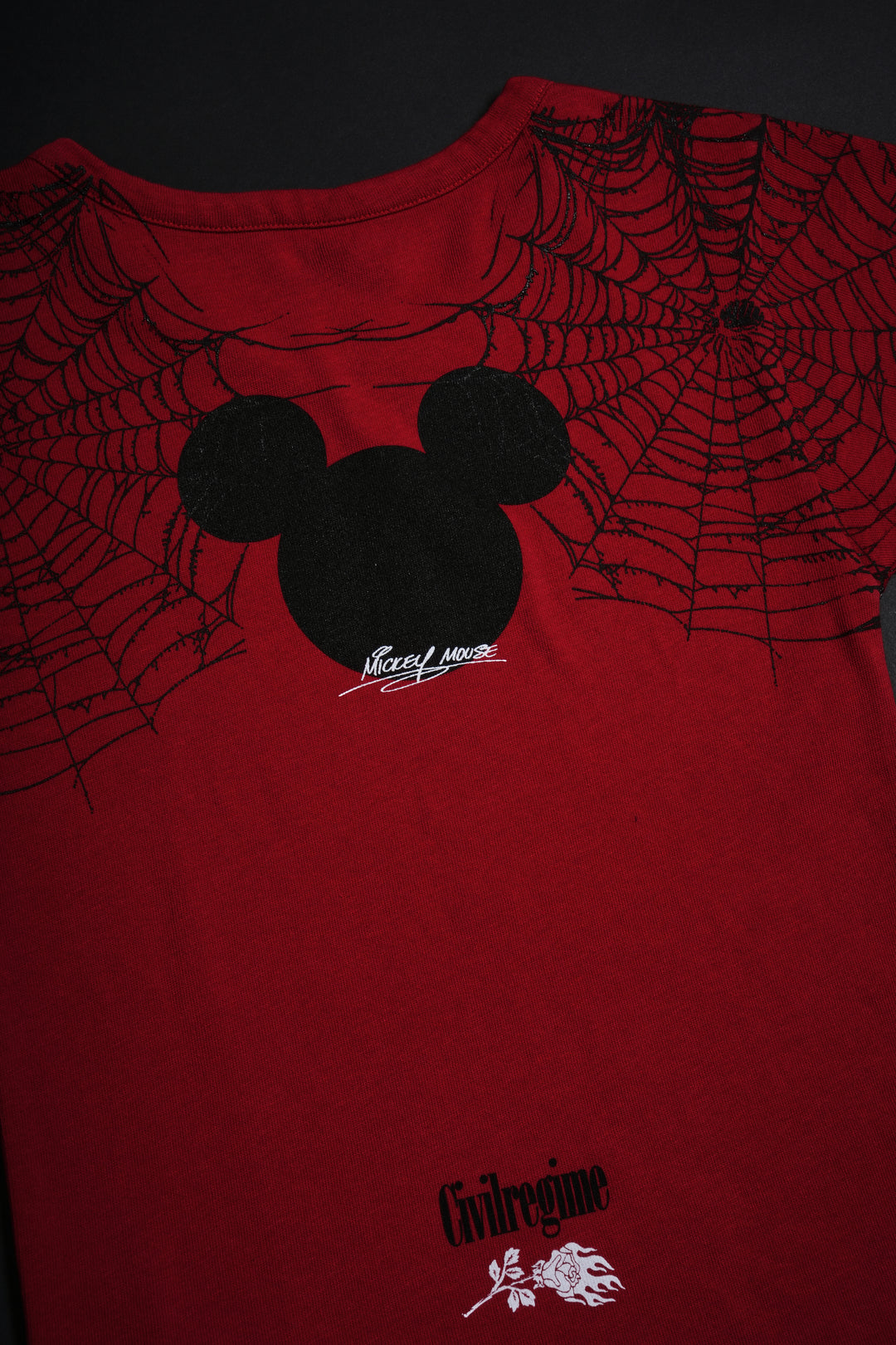 Cobweb Mickey Baby Tee in Red