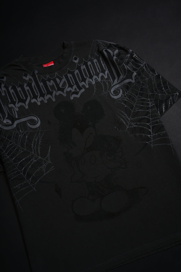 Cobweb Mickey American Classic Oversized Tee in Vintage Ashes