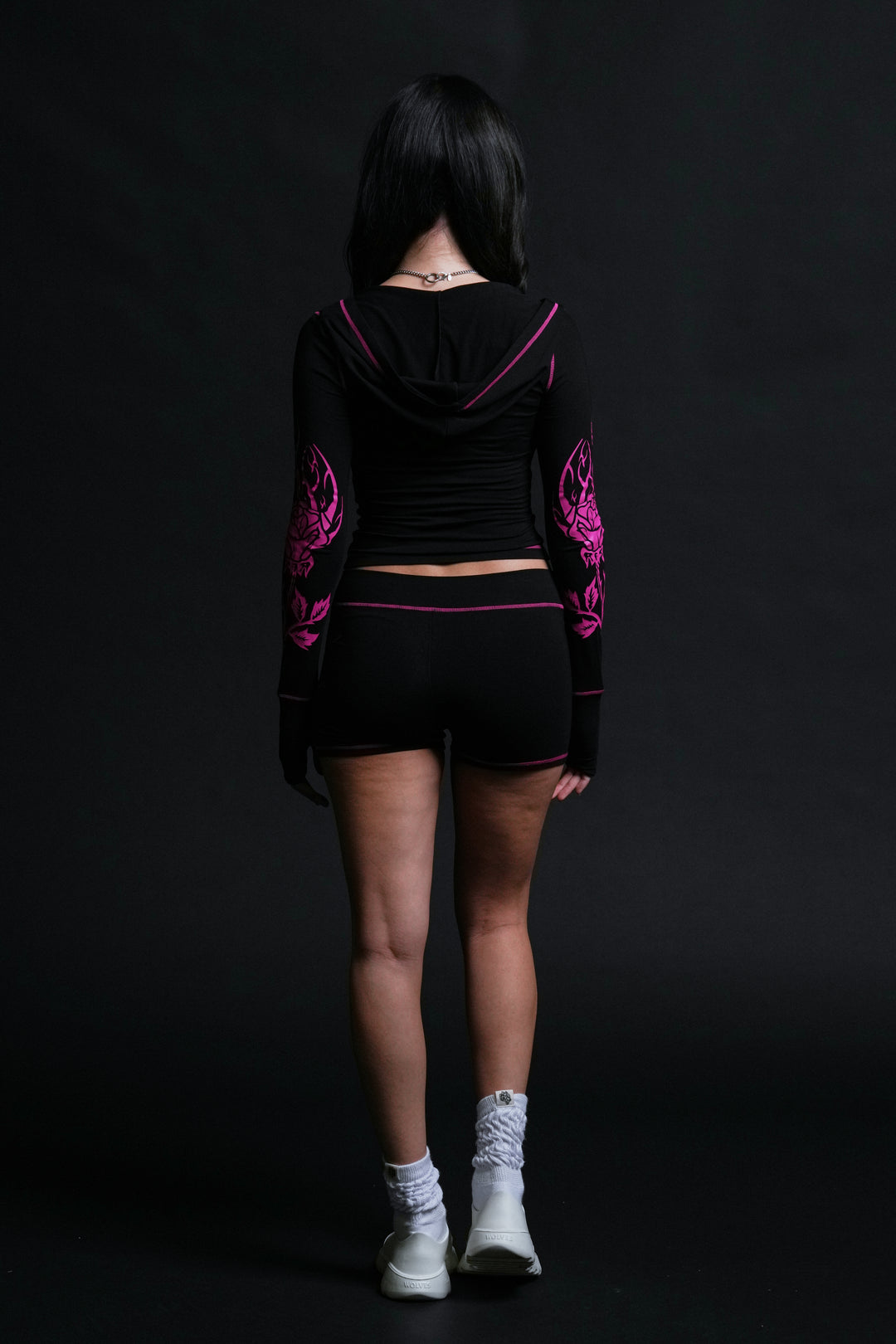 Roses's Kiss Pookie Zip Up Hoodie in Black