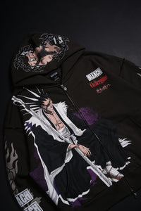 Zaraki's Civil Zip Up Hoodie in Brown