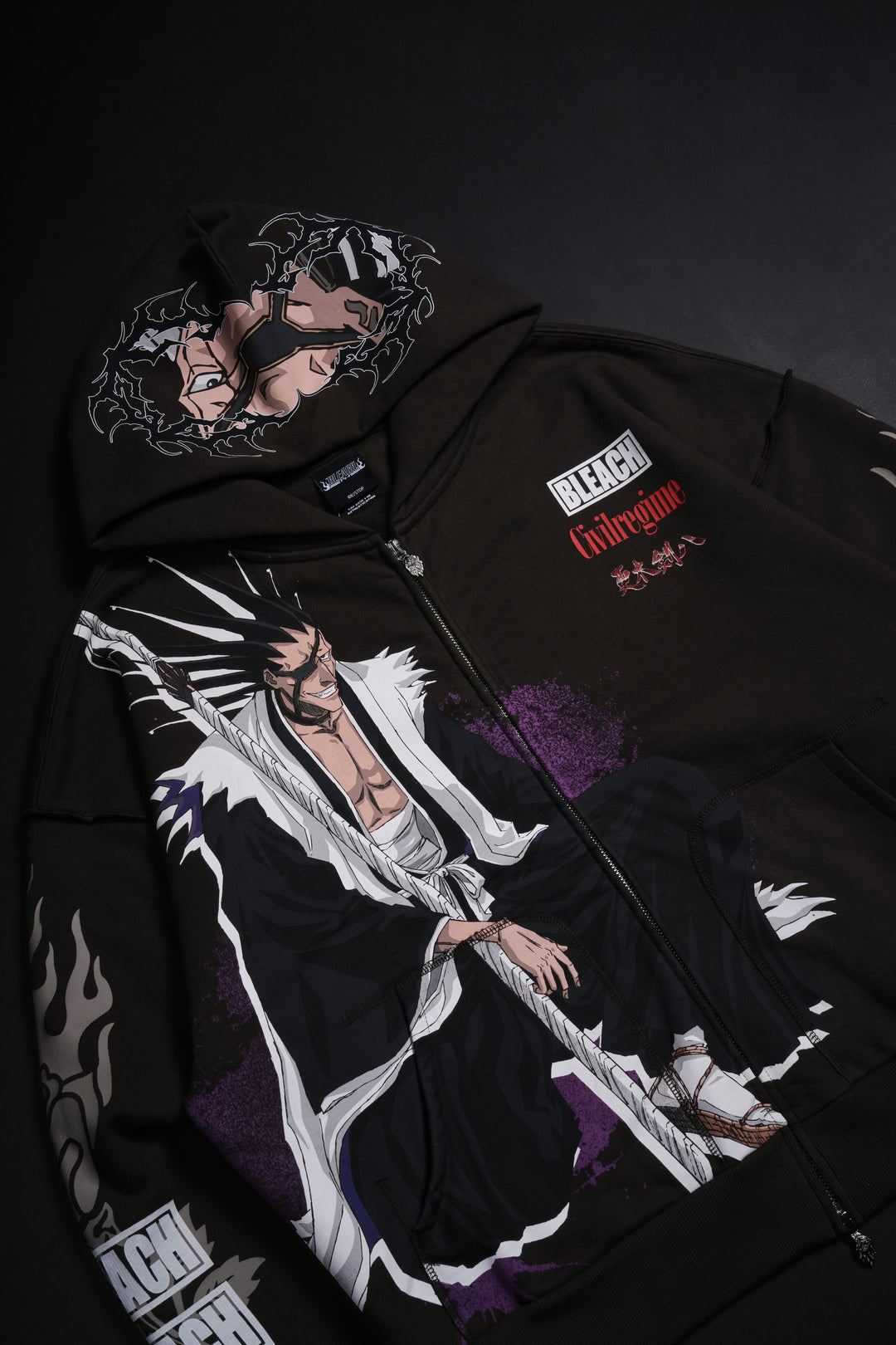Zaraki's Civil Zip Up Hoodie in Brown