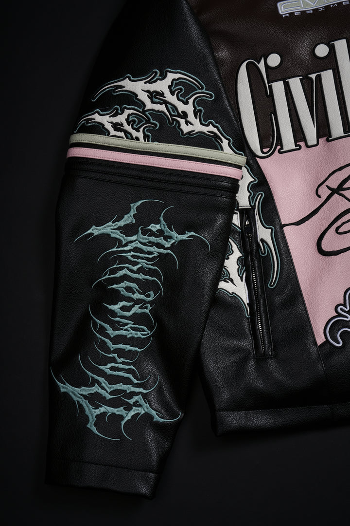 Reckless Spirit Leather Jacket in Black/Brown/Pink