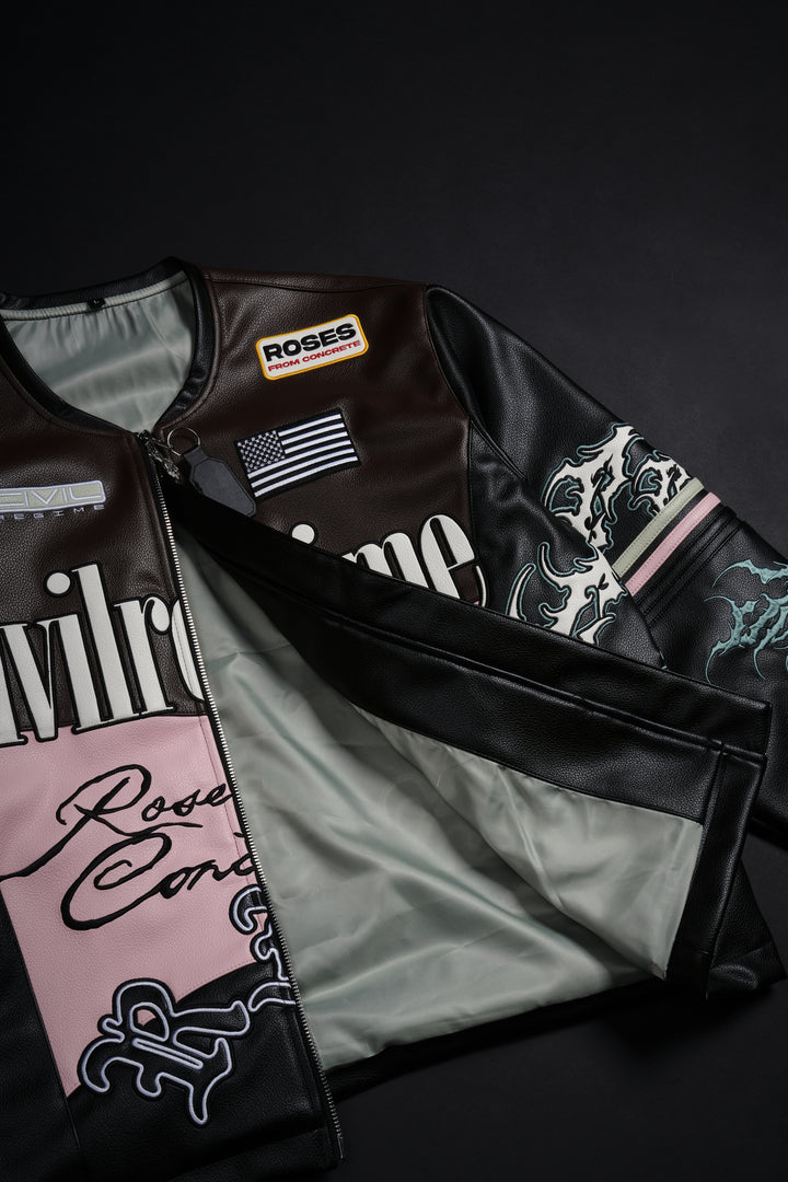 Reckless Spirit Leather Jacket in Black/Brown/Pink