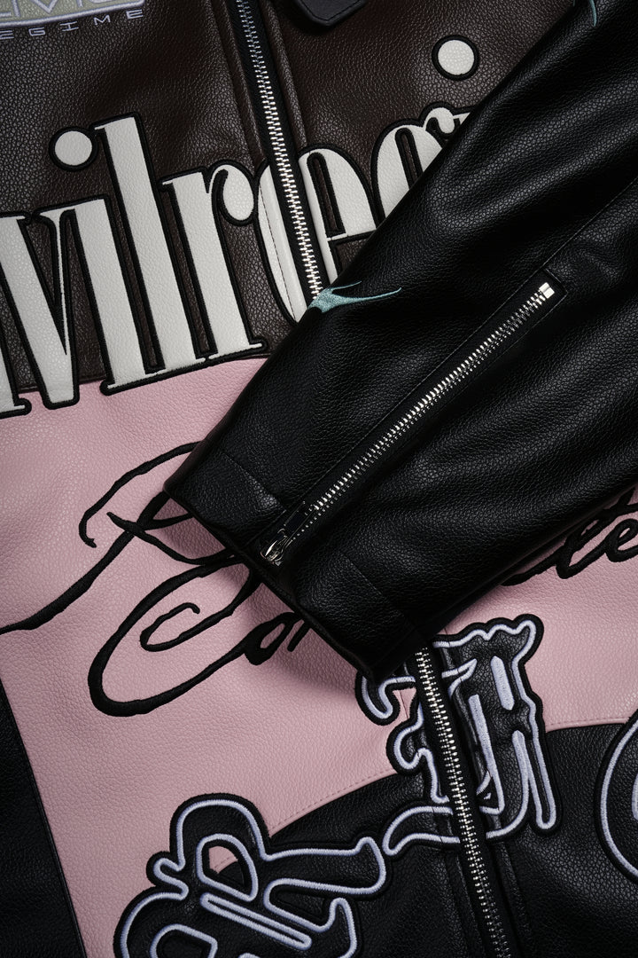 Reckless Spirit Leather Jacket in Black/Brown/Pink