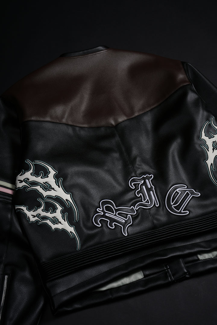 Reckless Spirit Leather Jacket in Black/Brown/Pink