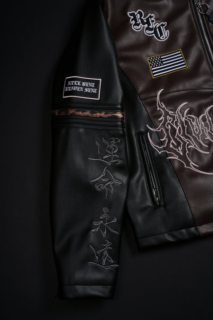 Rider's Rebellion Leather Jacket in Black/Brown