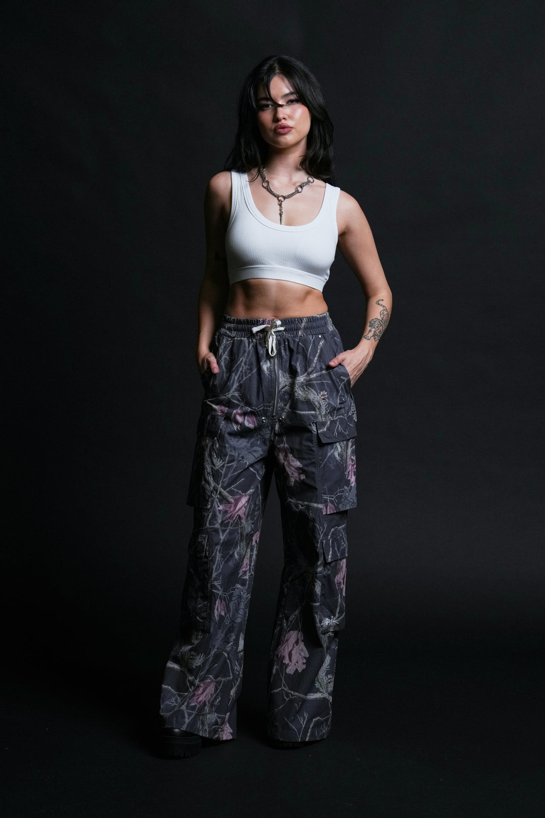 Burning Rose Ultra Wide Leg Pants in Bankai Camo