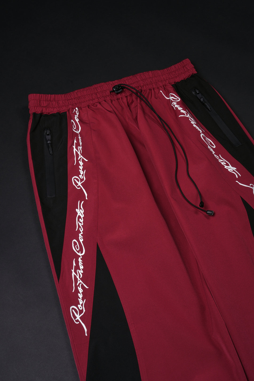 Concrete Script Wide Leg Track Pants in Red/Black/White