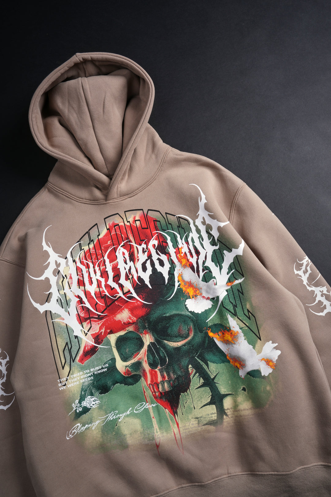 Immortal Rose Chaos Hoodie in Sand