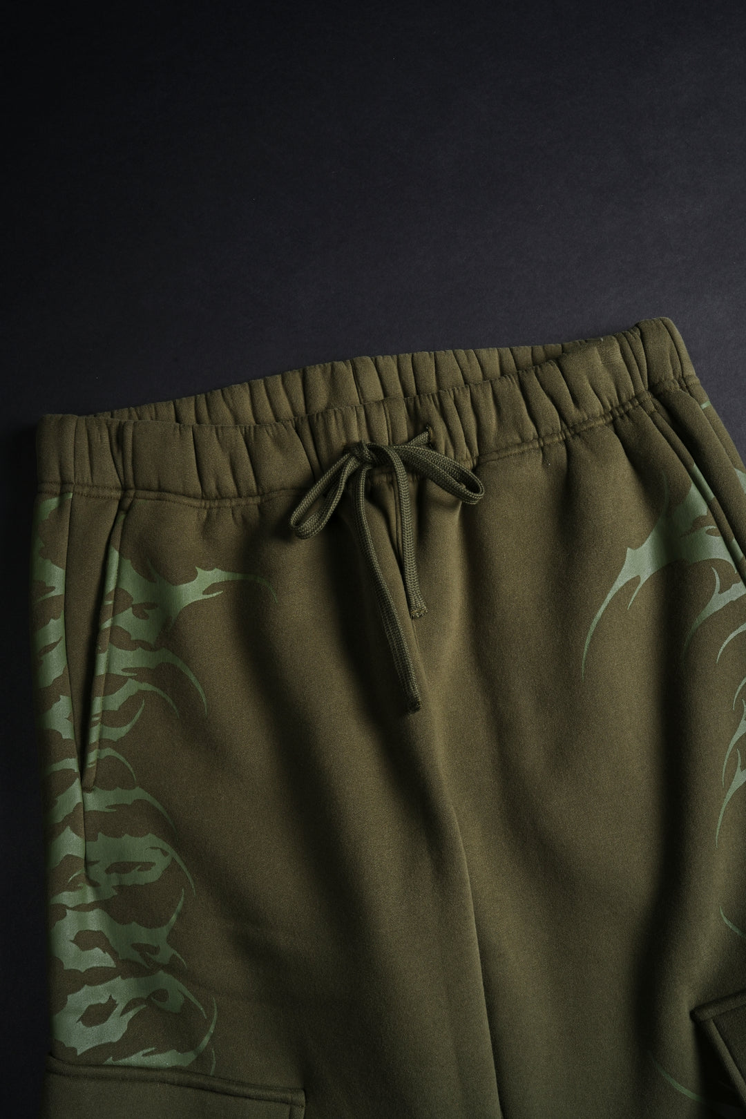 Pure Chaos Wide Leg Cargo Fleece Pants in Olive