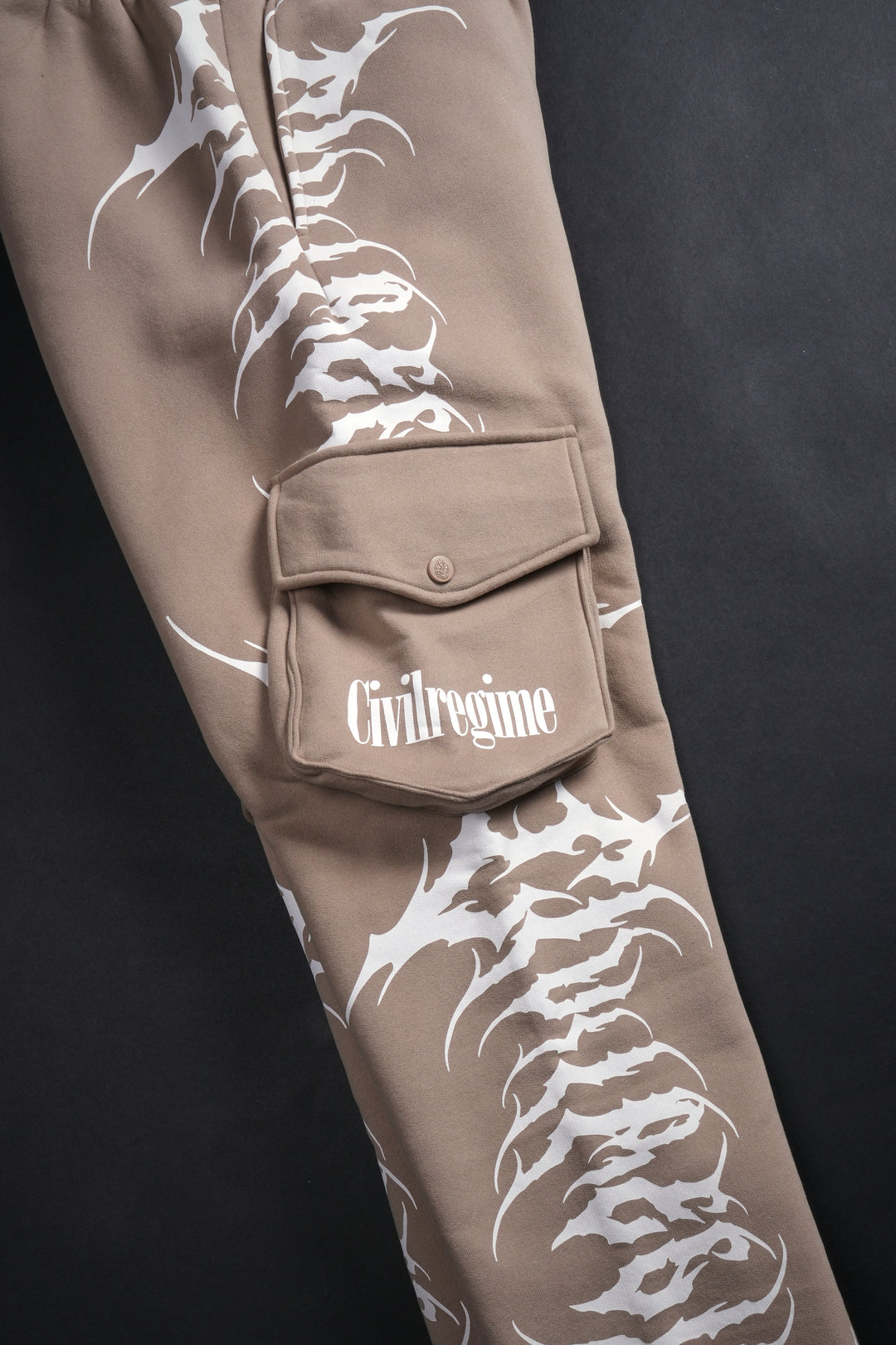 Pure Chaos Wide Leg Cargo Fleece Pants in Sand