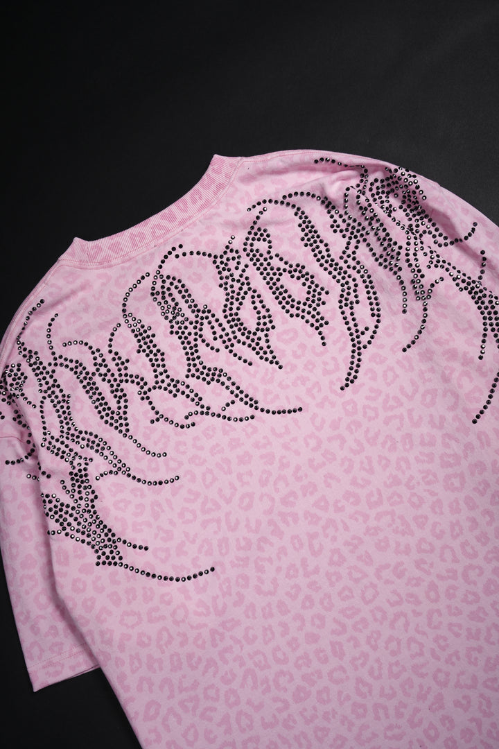 Concrete Stone 199X Oversized Tee in Baby Pink Cheetah