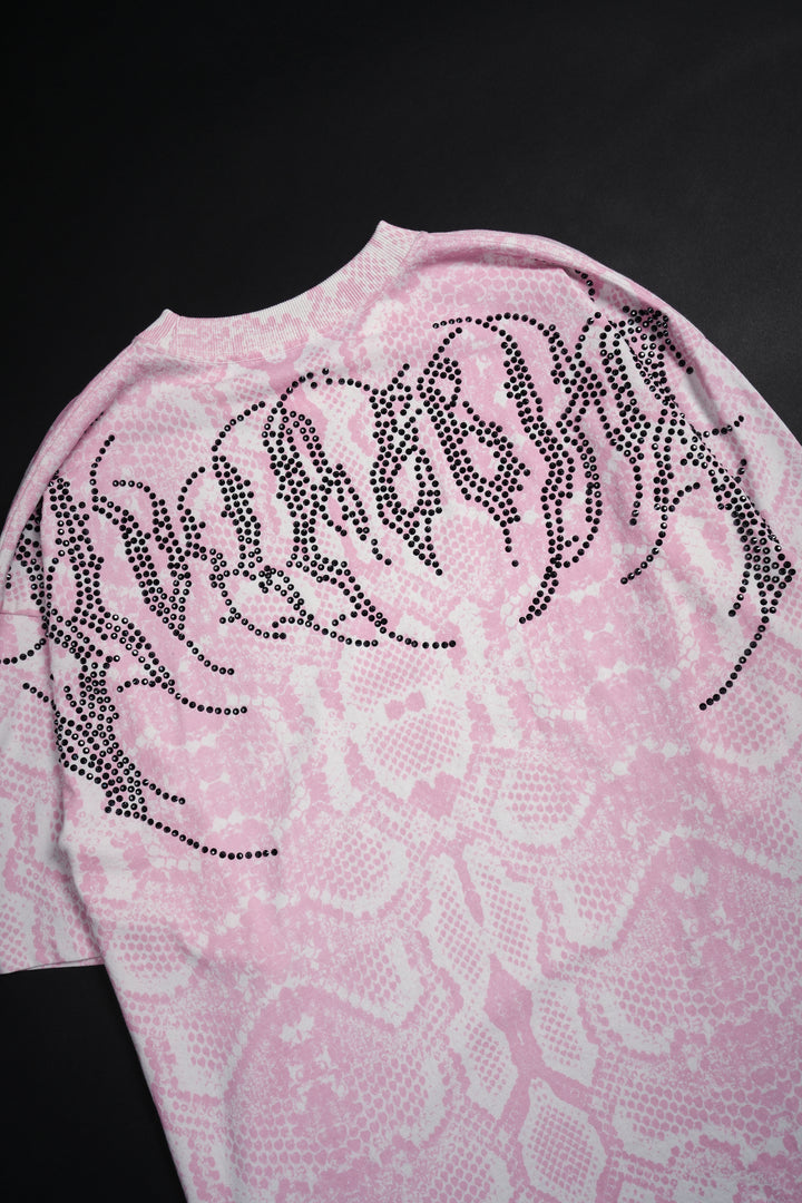 Concrete Stone 199X Oversized Tee in Baby Pink Snake