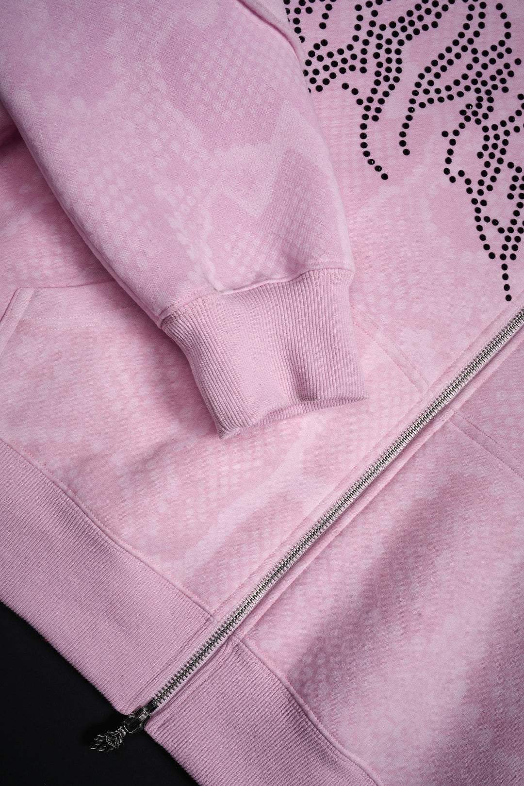 Chaos Luxe Zip Up Hoodie in Baby Pink Snake