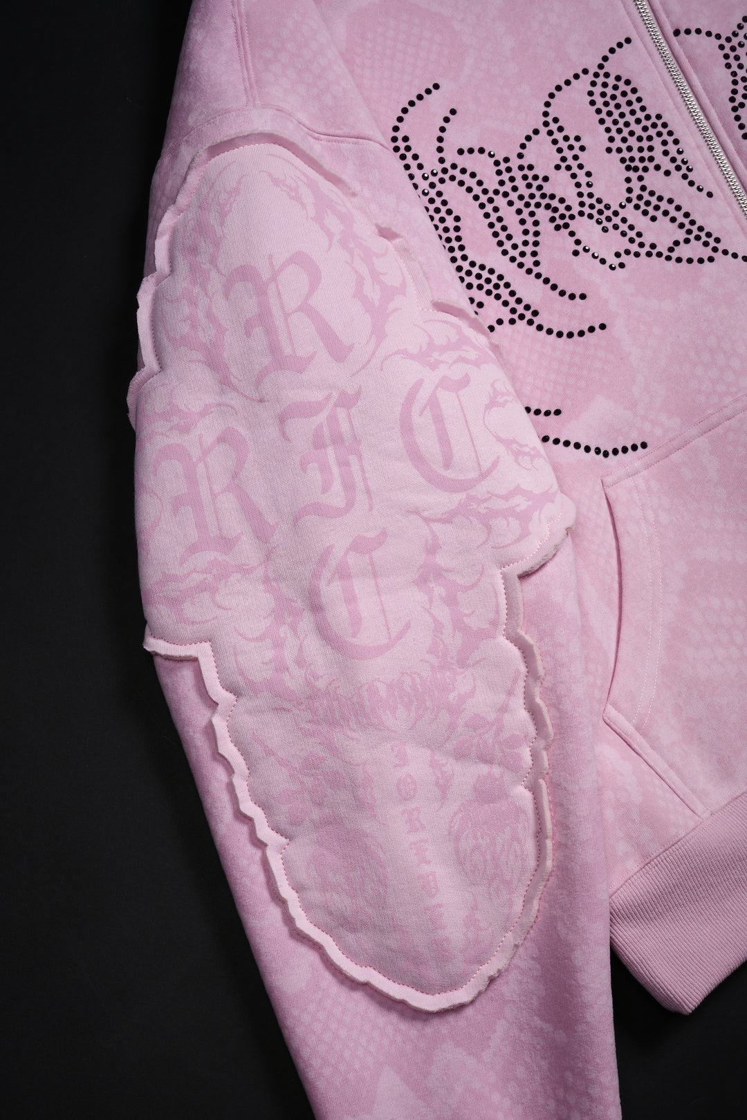 Chaos Luxe Zip Up Hoodie in Baby Pink Snake