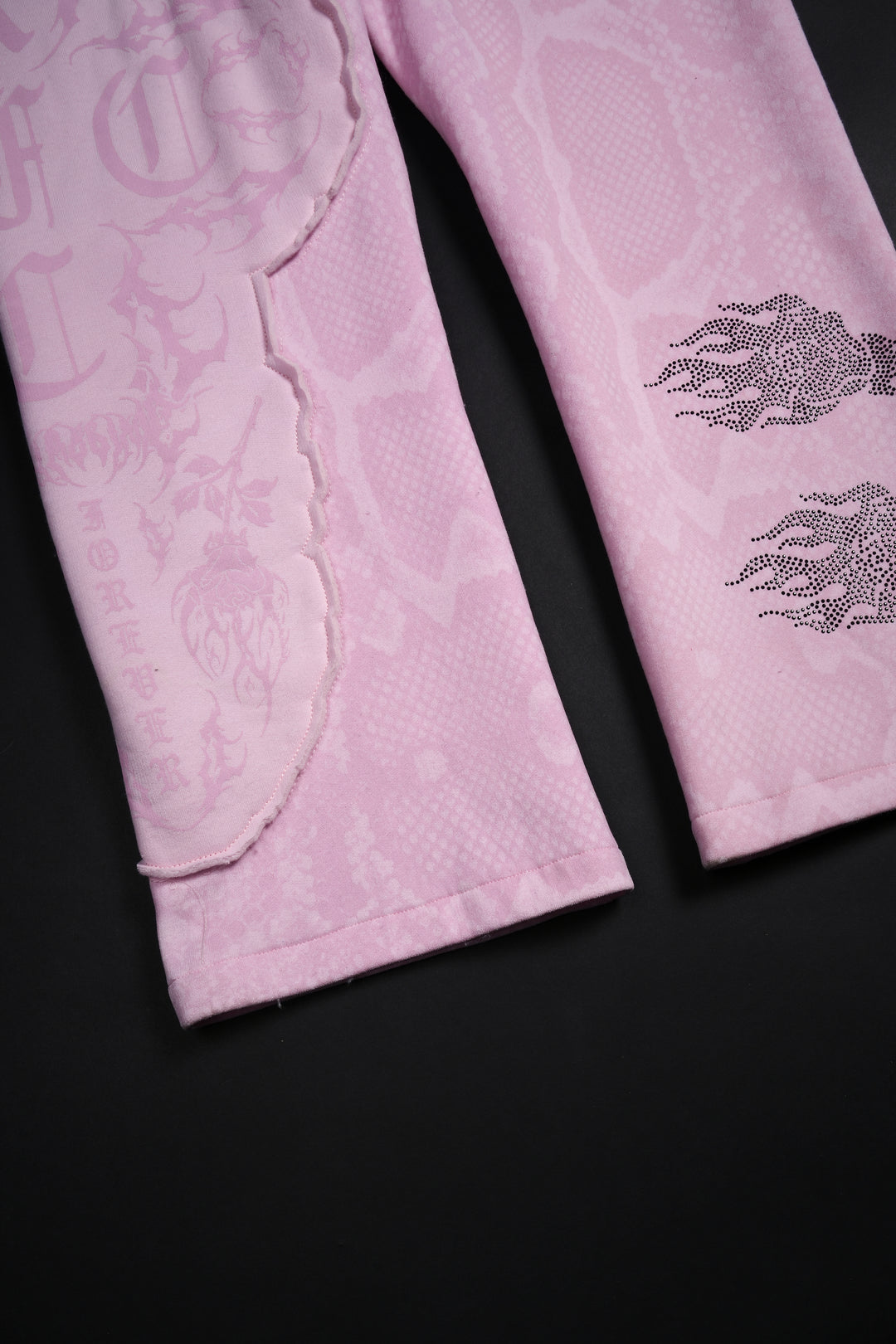 Chaos Luxe Wide Leg Fleece Pants in Baby Pink Snake