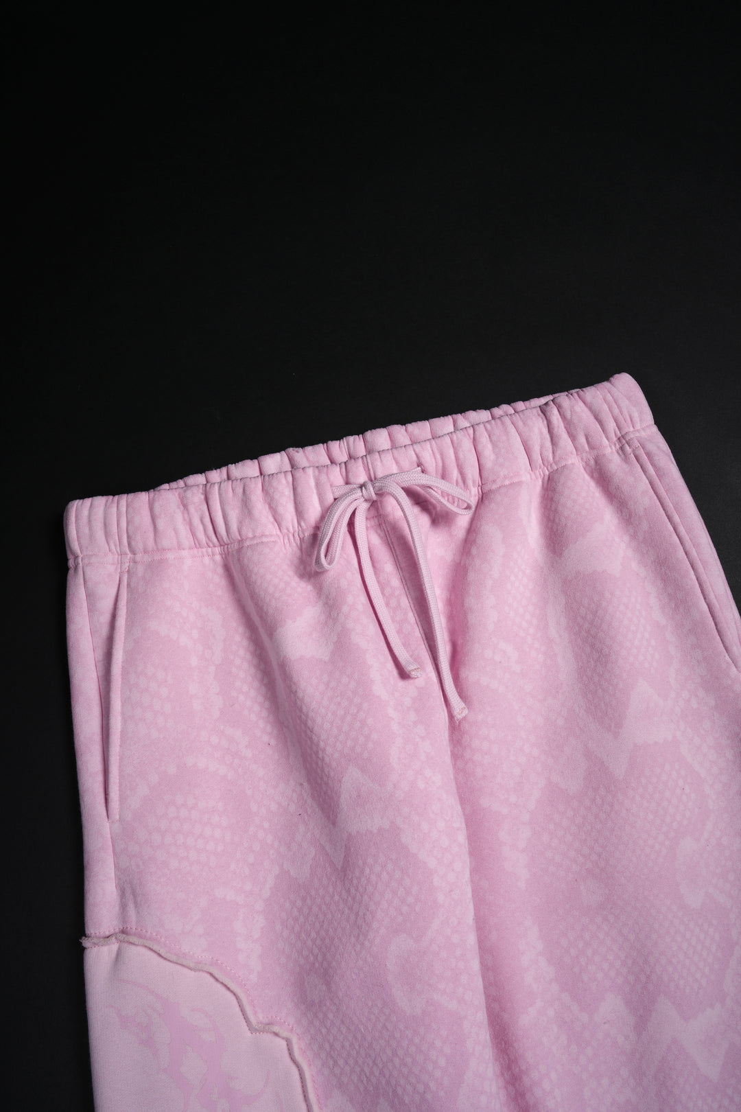 Chaos Luxe Wide Leg Fleece Pants in Baby Pink Snake