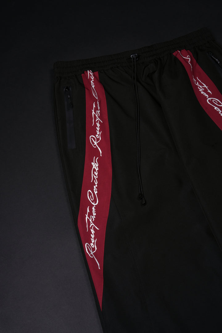 Concrete Script Wide Leg Track Pants in Black/Red/White