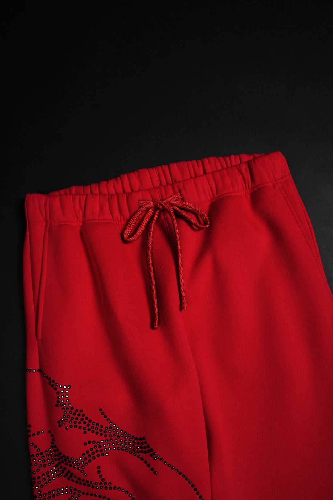 Concrete Stone Wide Leg Fleece Pants in Red