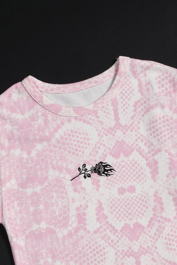 Thorns With Grace Baby Tee in Baby Pink Snake