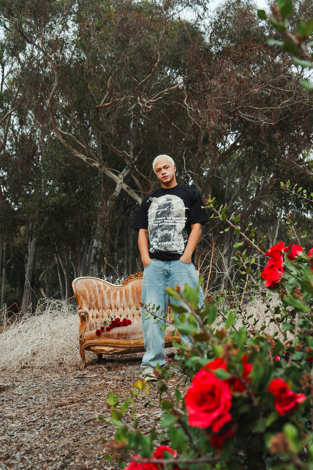 Standing On Everything American Classic Oversized Tee in Black