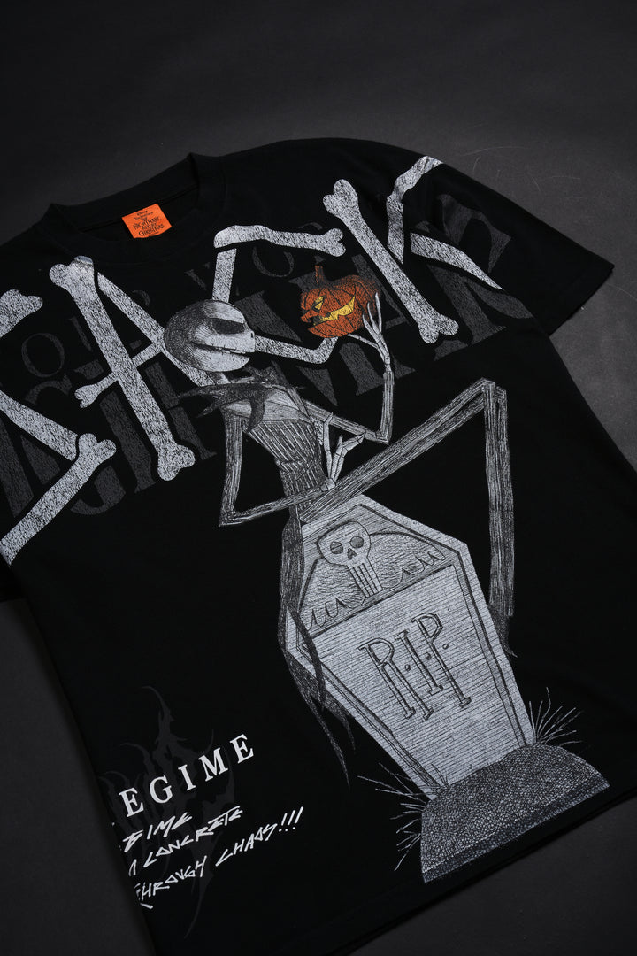 Skeleton Grin American Classic Oversized Tee in Black