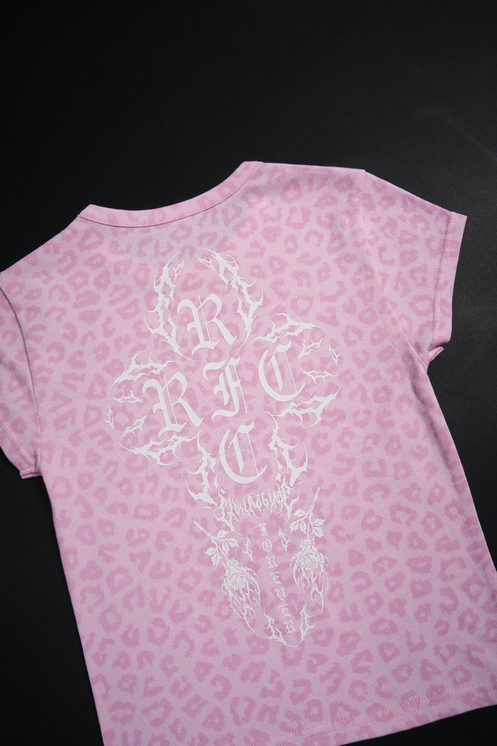 Thorns With Grace Baby Tee in Baby Pink Cheetah