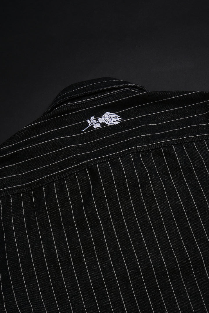 Eternal Love Vince L/S Shirt in Black/White Pinstripe