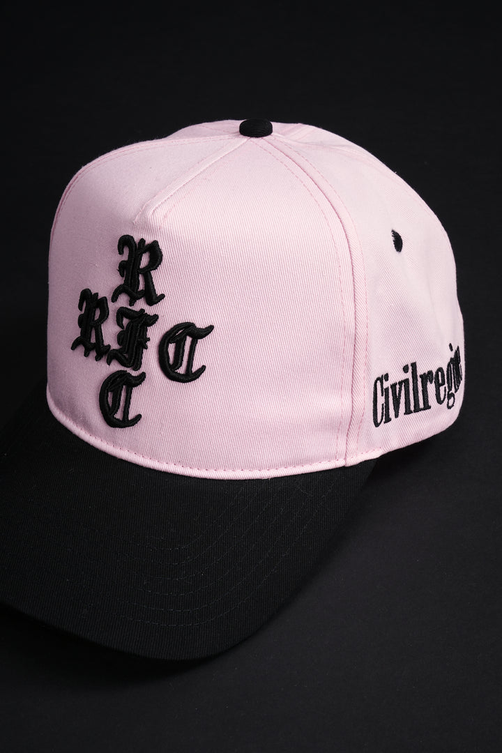 Sacred RFC Snapback Hat in Baby Pink/Black